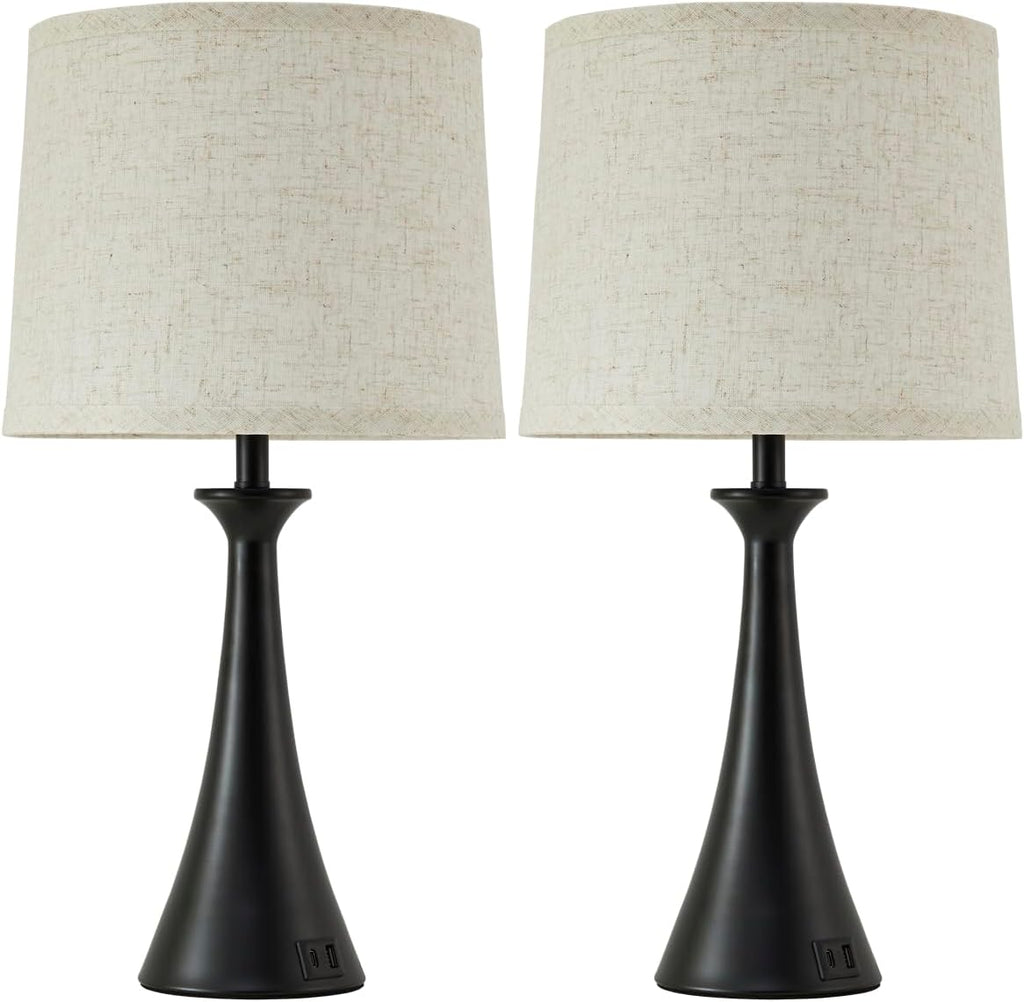 Touch Lamp for Living Room Bedroom, 21" Table Lamps Set of 2 with USB C+A Ports, Touch Bedside Lamps for Nightstand with 3 Way Dimmable…