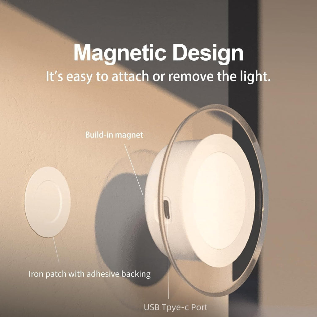 2 Pack Magnetic Motion Sensor Night Light with Stick-On Base, Cruise Rechargeable Battery Powered Cordless Glow Light, Ideal for Bedroom…