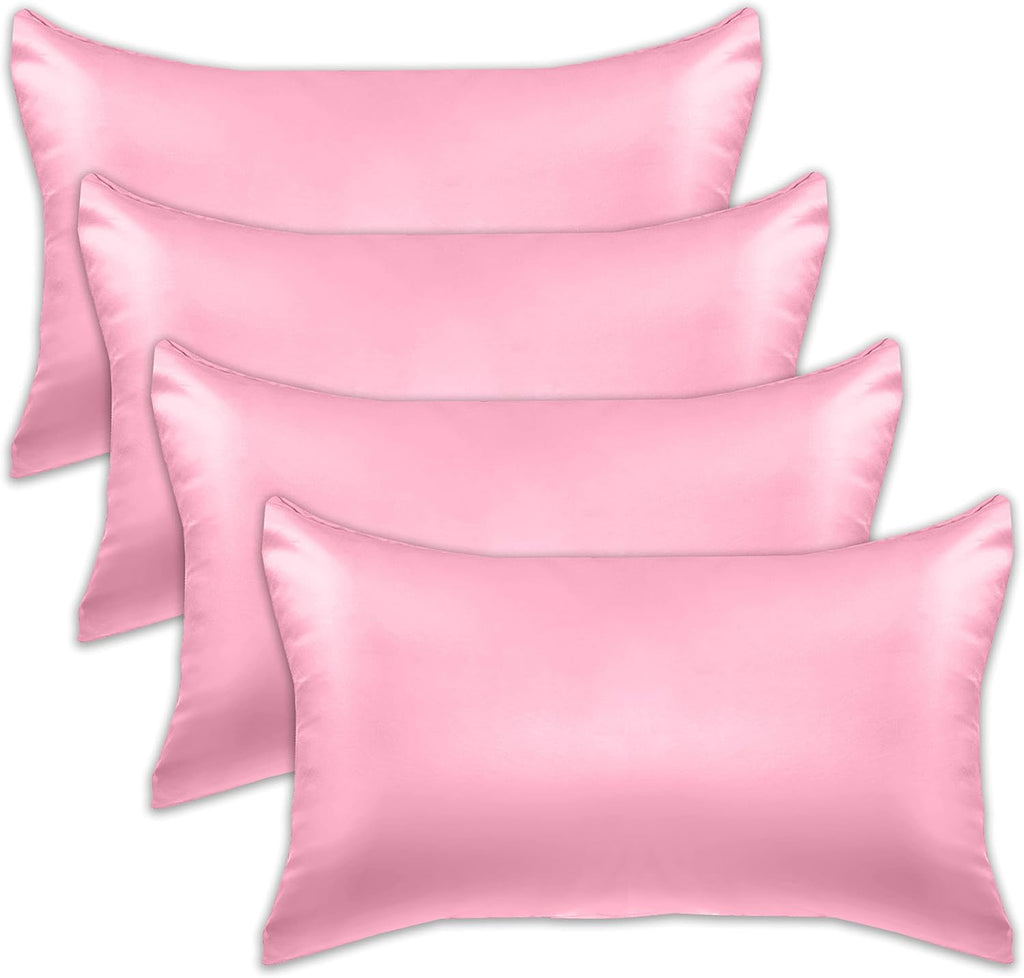 Elegantcomfort Elegant Comfort 4-Pack Cooling Viscose Satin Pillowcase Set with Hidden Zipper Closure, Silky Smooth for Hair and fabric…