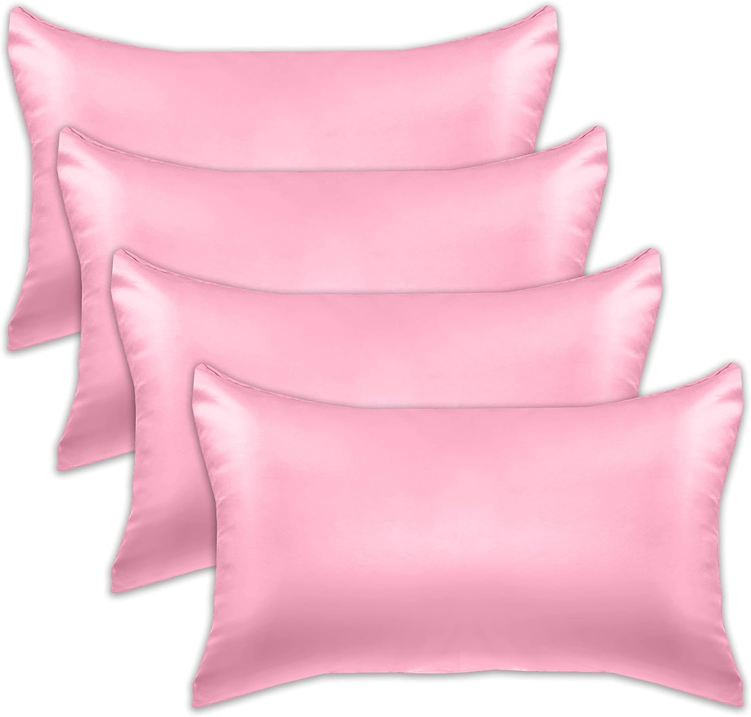 Elegantcomfort Elegant Comfort 4-Pack Cooling Viscose Satin Pillowcase Set with Hidden Zipper Closure, Silky Smooth for Hair and fabric…