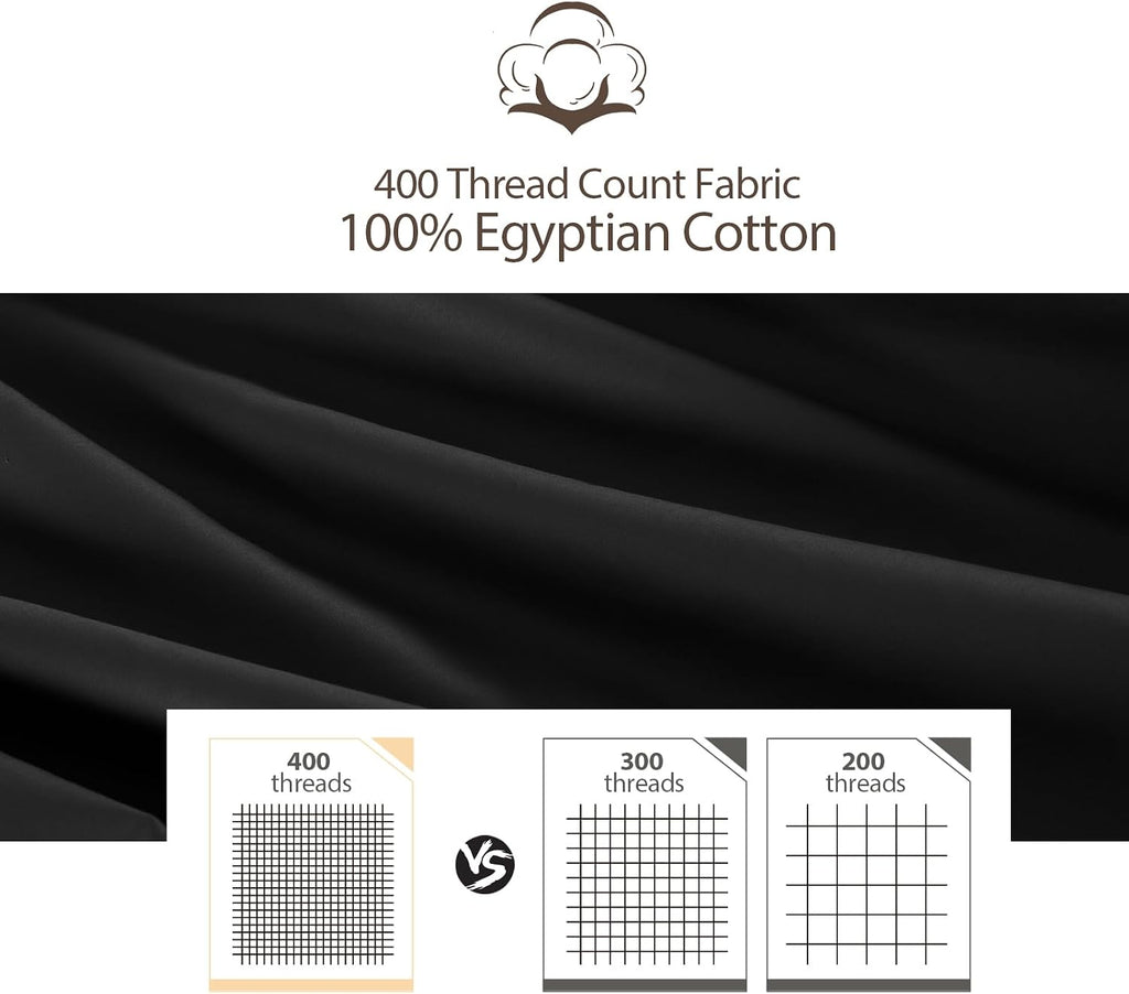 ShunjieHome 100% Egyptian Cotton King Pillow Protectors Set of 2, 400 Thread Count Sateen Weave Cooling Pillowcase, easy maintenance…