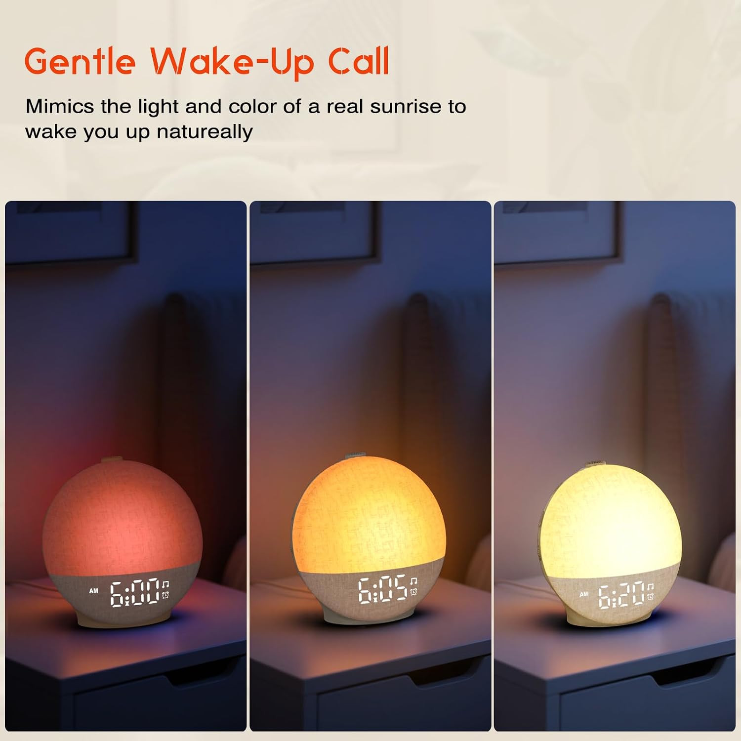 Sunrise Alarm Clock White Noise Machine, Sunset Simulation, 30 Soothing Sounds, 12 Color Night Light, Dimmable Sunlight Lamp Wake Up…