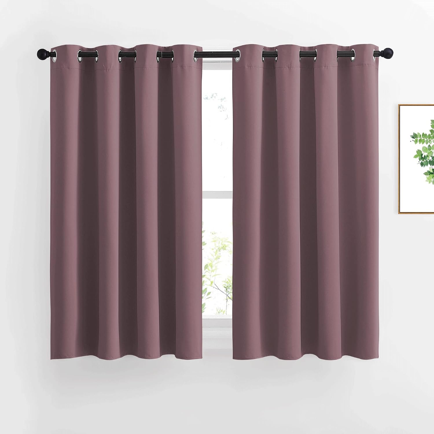 Nicetown Blackout Small Window Curtains 54 inches Length - Thermal Insulated Solid Grommet Voice & Light Reducing Room Darkening Drapes for…