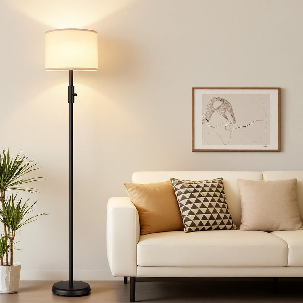 Upgraded】 Dimmable Floor Lamp for Living Room,1000 Lumens Bulb Included, Modern Floor Lamps Simple Design with Linen Shade, Tall Standing…