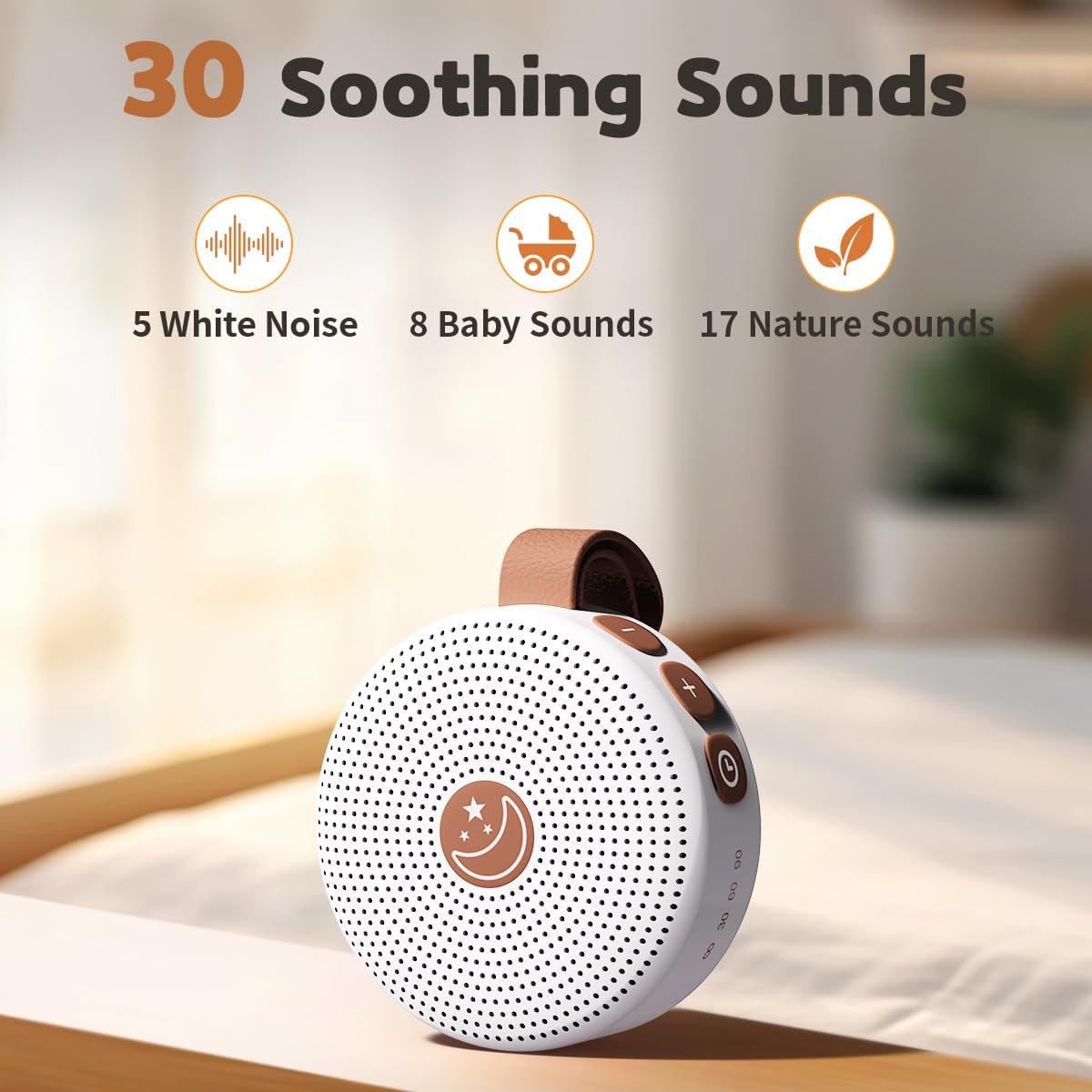 BodyHush Portable Sound Machine Mini White Noise Machine Baby Shushing Brown Noise Machine with 30 Soothing Sounds for Kids Adults Dogs Aut…