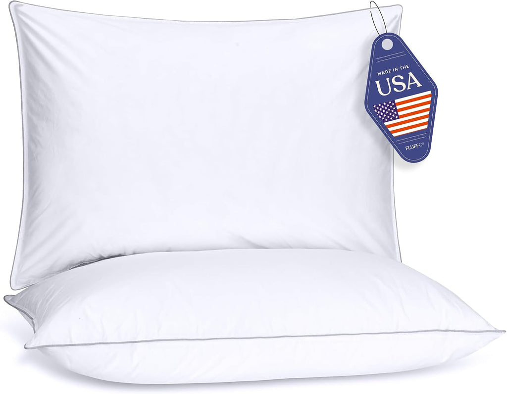 FluffCo Down Alternative Pillows King Size Set of 2 - King Bed Pillows for Sleeping - Made in USA - Cooling Surface and Machine Washable…