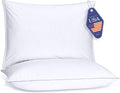 FluffCo Basics Down Alternative Bed Pillows - Cooling Cotton Shell with Supportive Gel-Fiber Fill - Pillows for Side, Back, and Stomach Sle…