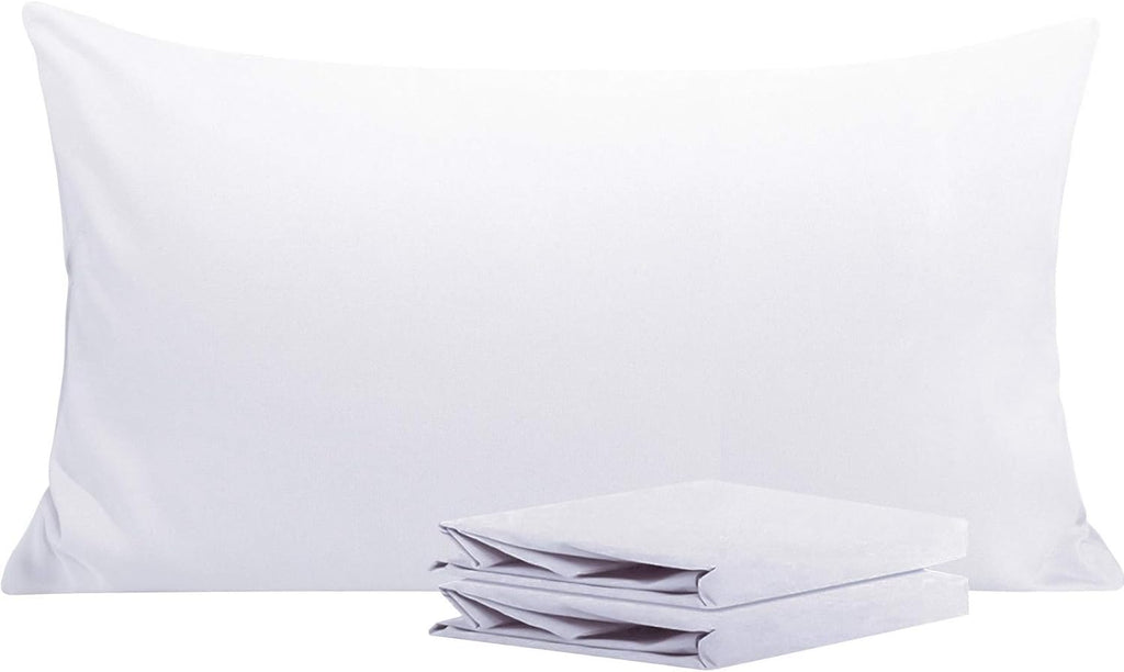Ntbay King Pillowcase Set - 2 Pack Brushed Microfiber 20x40 Pillowcases - Soft, Wrinkle-Free, Fade-Resistant, Stain-Resistant, White Pillow…