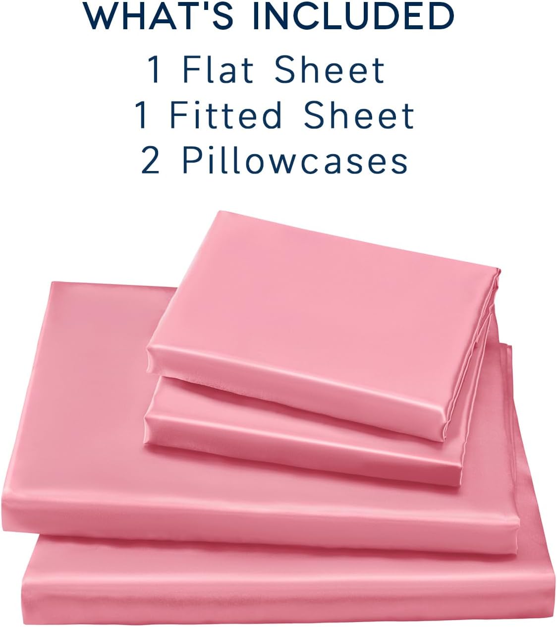 Golal Satin Sheets King Size - 4 Pieces Luxury Silky Soft Bed Sheets, Wrinkle-Free Pink Satin Silk Sheet Set with 1 Deep Pocket Fitted Shee…