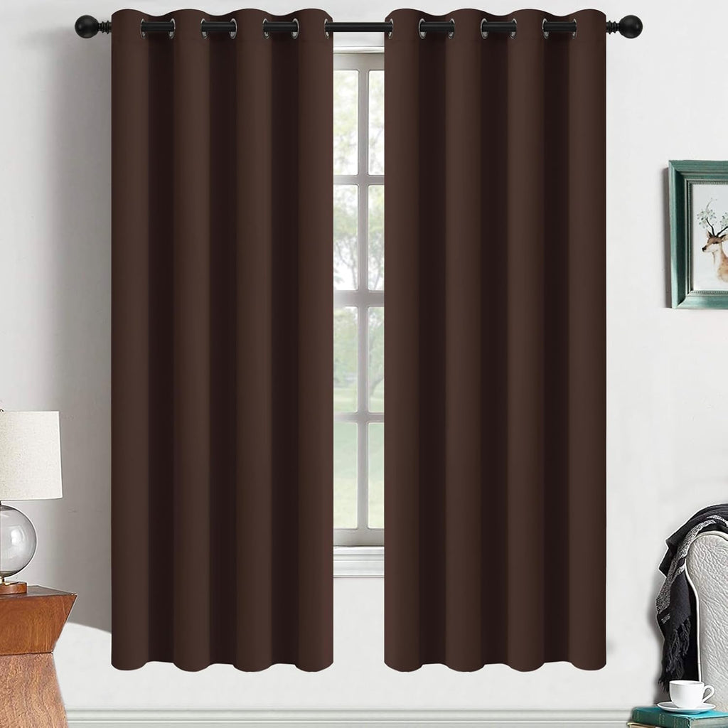 Yakamok Blackout Curtains Room Darkening Thermal Insulated Window Panels, Solid Grommet Top Drapes for Bedroom/Living Room(52Wx63L…
