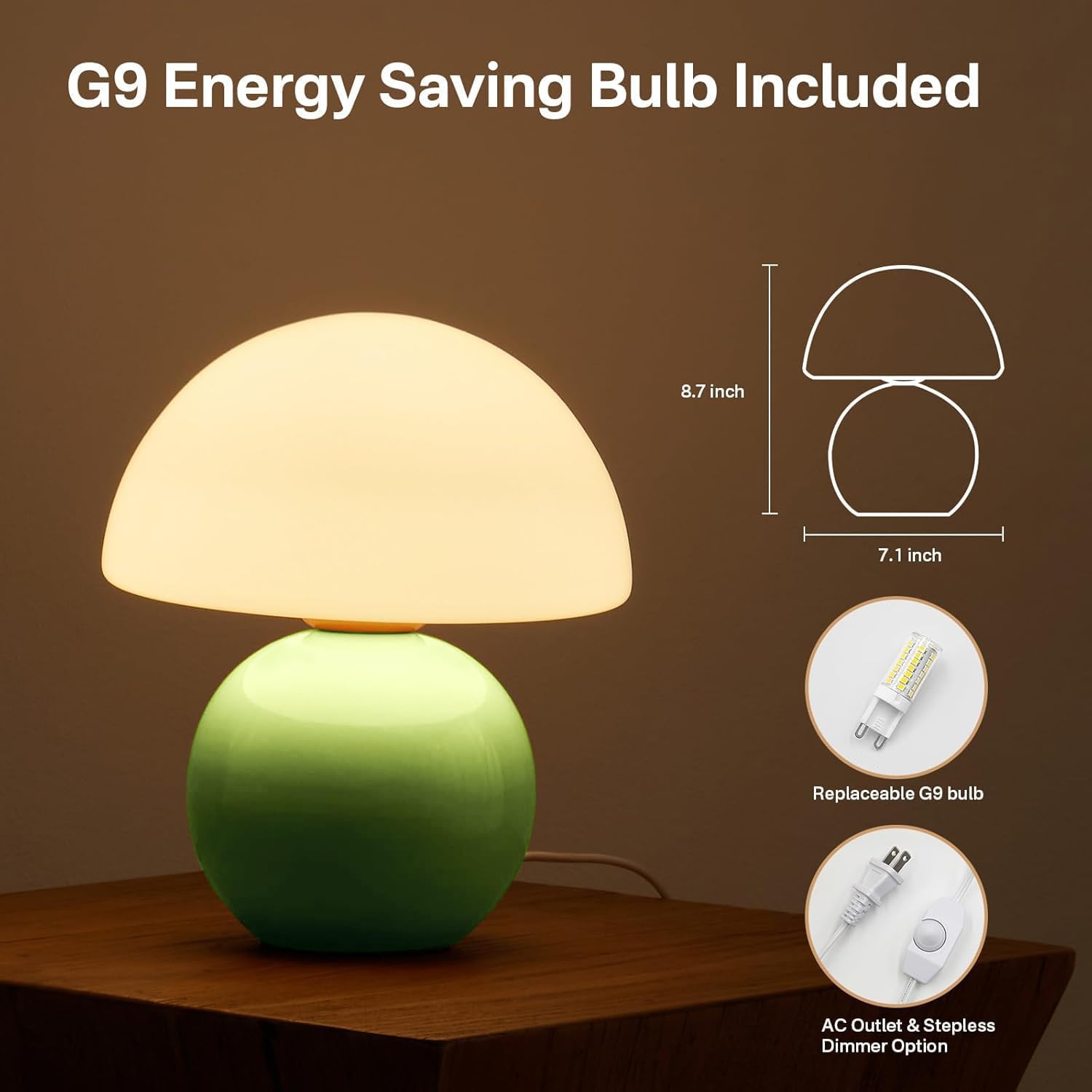 Dawnwake Mushroom Lamp Table Lamp for Bedroom, Desk Bedside Small Lamps for Living Room Night Stands, Mushroom Decor Cute Mini Modern Mid…