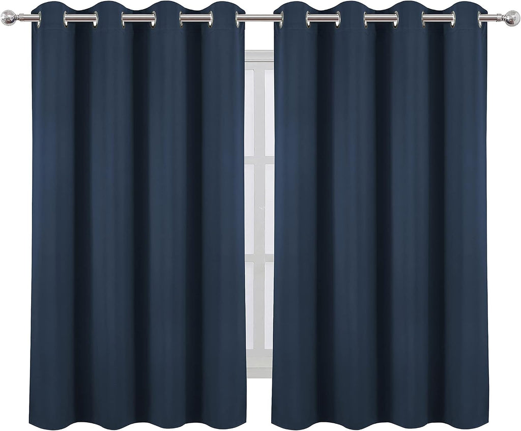 Lemomo Navy Blue Thermal Blackout Curtains/52 x 54 Inch/Set of 2 Panels Room Darkening Curtains for Bedroom 54 Inch Blue