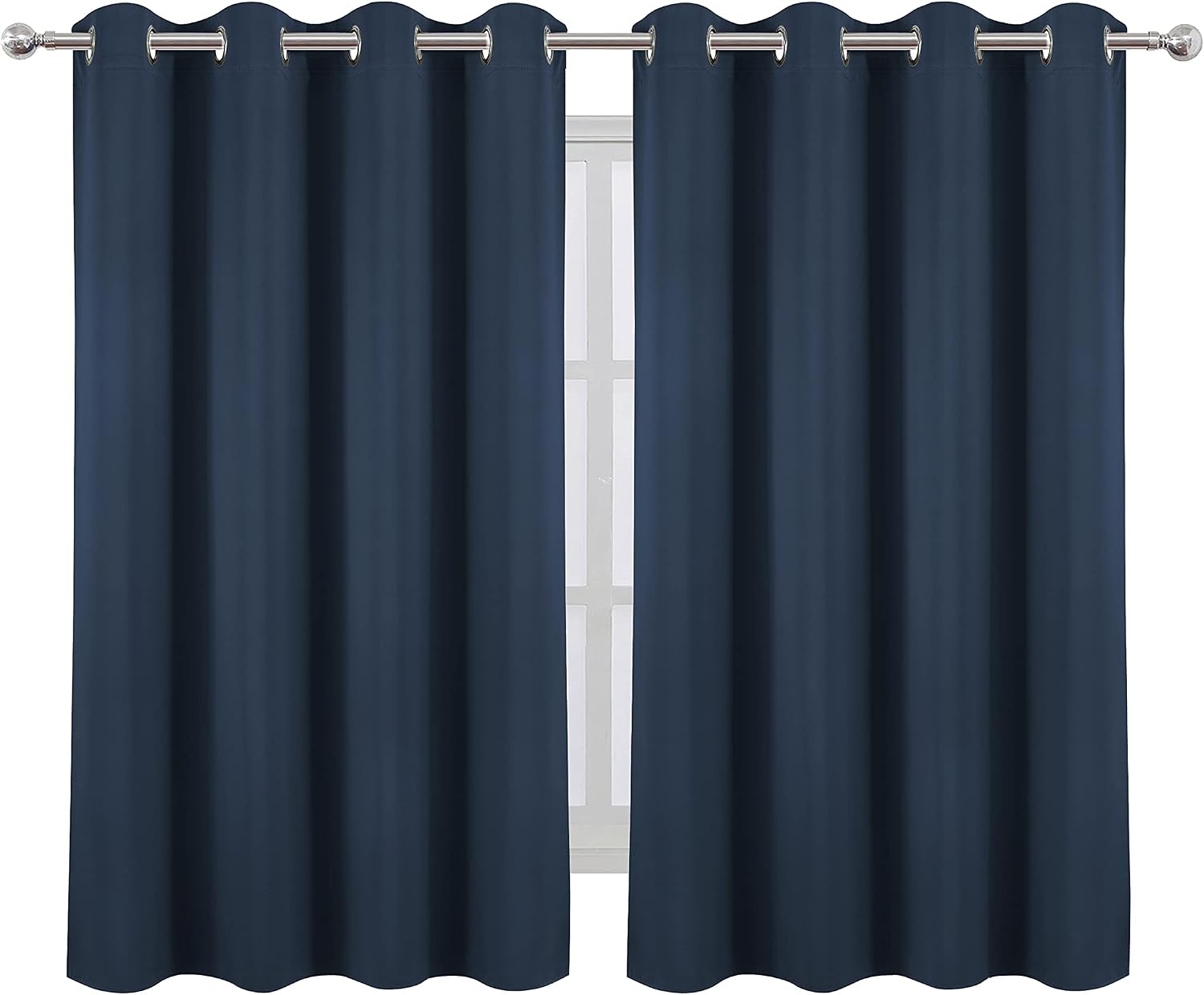Lemomo Navy Blue Thermal Blackout Curtains/52 x 54 Inch/Set of 2 Panels Room Darkening Curtains for Bedroom 54 Inch Blue