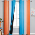 Estelartextiler Thermal Insulated Blue and Orange Curtains for Living Room, Complete Light Blocking Ombre Blackout Curtains for Bedroom, Fu…