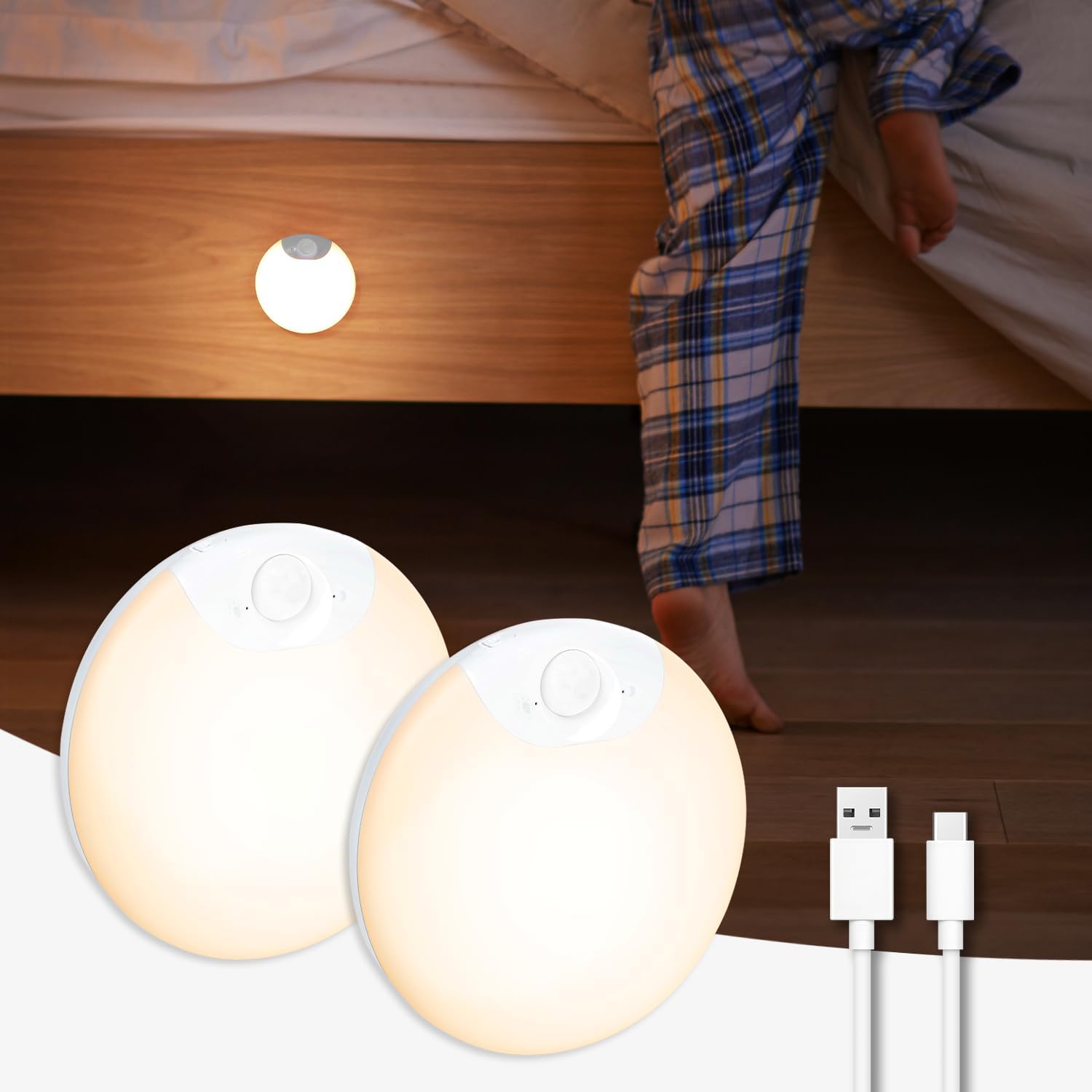 DAZZY DOT Rechargeable Battery Night Light, Motion Sensor Night Light, Magnetic Warm White LED Stick-On Closet Light, Dimmable Brightness…