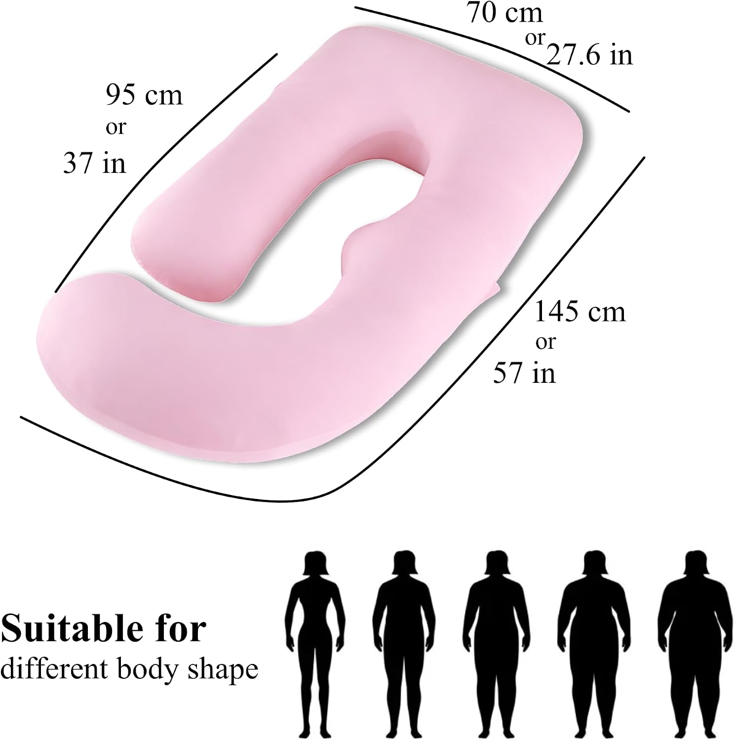 ALLOPERA Pregnancy Pillow, Full Body 57 Inch Maternity Pillow with Removable Washable Cover - Sleep Support for Legs, Back, Neck…