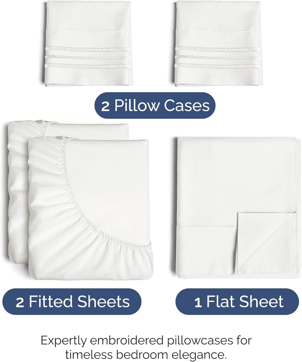 Split King Size 5 Piece Sheet Set - Comfy Breathable & Cooling Sheets - Hotel Luxury Bed Sheets for Women & Men - Deep Pockets, Easy-Fit…