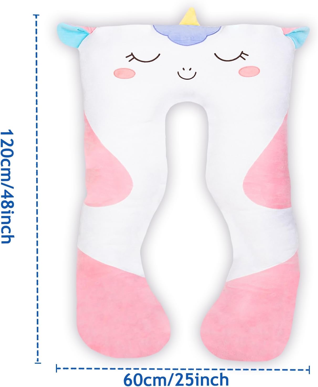 47x23 inch U Shaped Long Plush Body Pillows for Kids, Stuffed Animal Unicorn Soft Large Pillow for Sleeping, Big Cute Plushies, Washable…