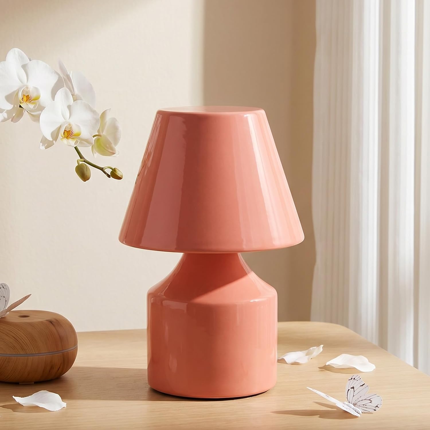 AUGE LIGHT Mini Tap Lamp, Touch Control Night Light, Type-C Rechargeable Cordless Table Lamp for Bedroom, Living Room, Kids' Gift, Pink