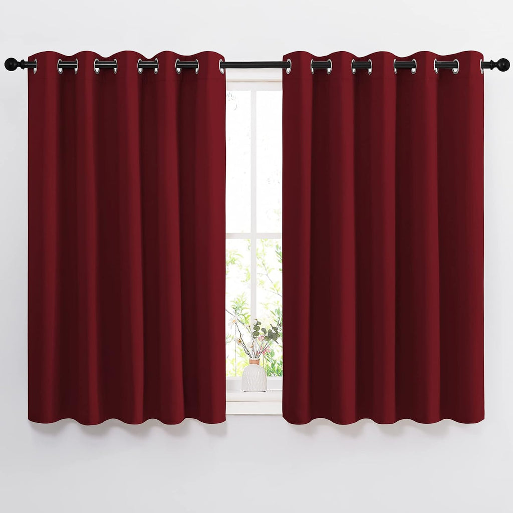 NICETOWN Blackout Draperies Curtain Panels - Thermal Insulated Solid Grommet Blackout Curtains/Panels/Drapes for Living Room(Burgundy…