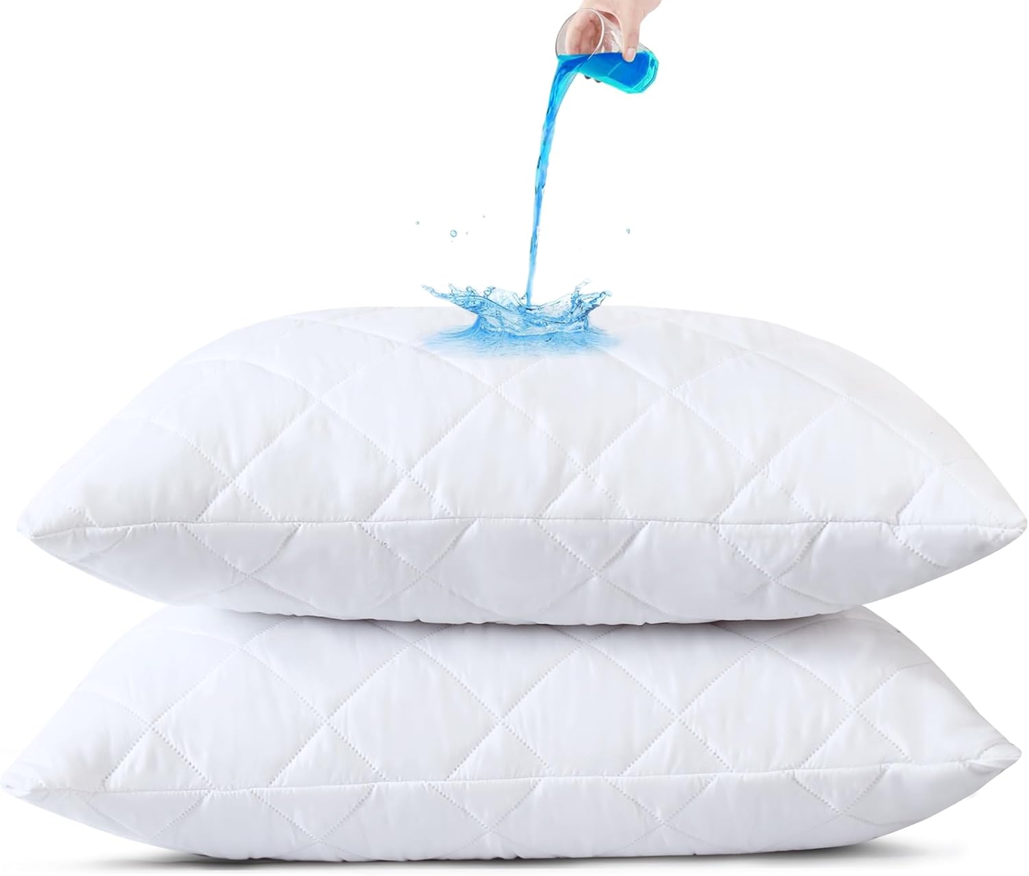Cotton Passion COTTONPASSION Quilted Waterproof Pillow Protectors, Queen Size Pack of 2 Zippered Pillowcases, Breathable Protective Pillow…