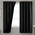BGment Black 100% Blackout Curtains 63 Inches Long with Thermal Insulated Liner, Rod Pocket and Back Tab Double Layer Full Room Darkening…