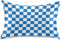 Checkerboard White Blue Plaid Print Pillow Covers Silk Pillowcase for Hair and Skin Soft Breathable Cooling Satin Pillowcase Standard…