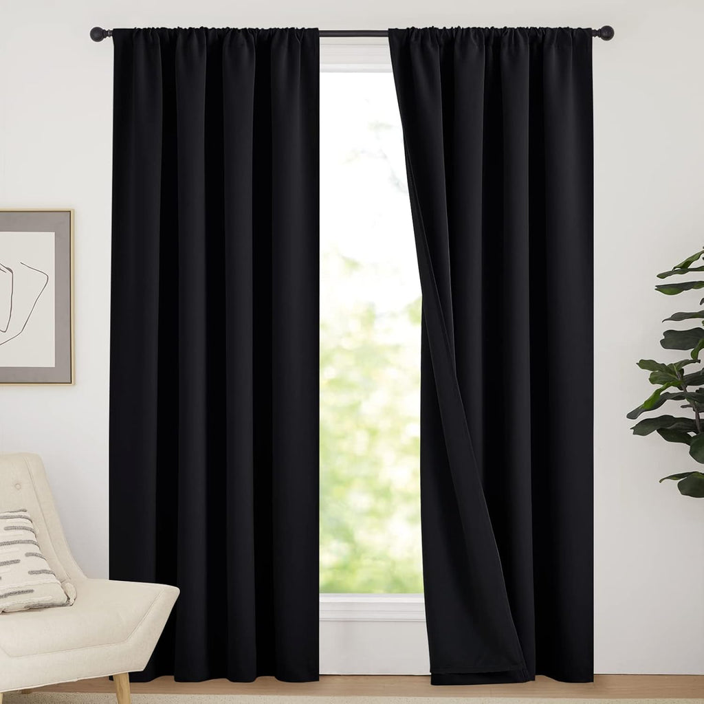 Nicetown Cold Reducing Thermal Curtains, Full Blackout Curtains 84 Inches Long for Dining Room, Soundproof Window Treatment Drapes for Hall…