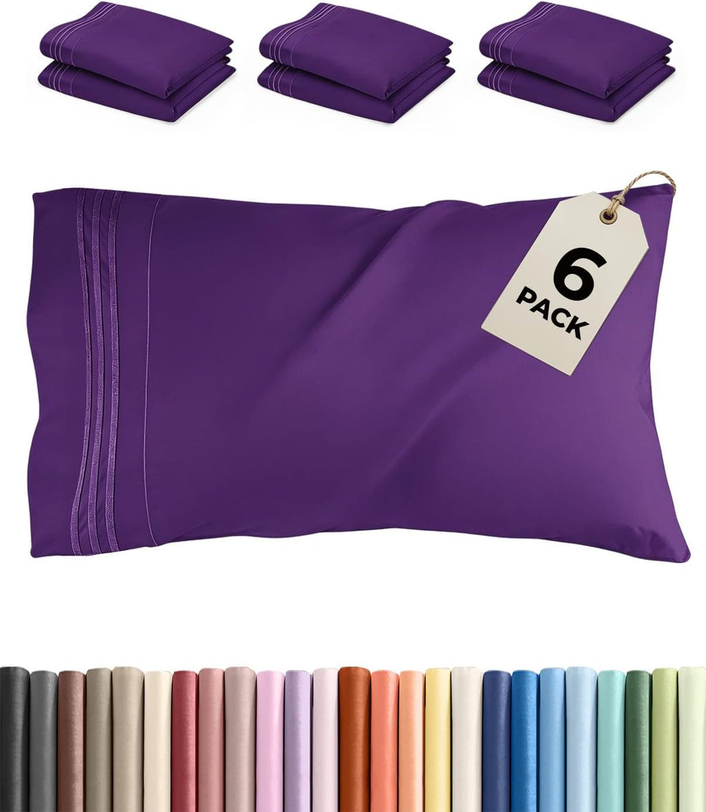 King Standard Pillow Cases Set of 6 - Ultra Soft Hotel Quality Pillowcase Covers - Comfy & Wrinkle Free - Shrink & Fade Resistant…