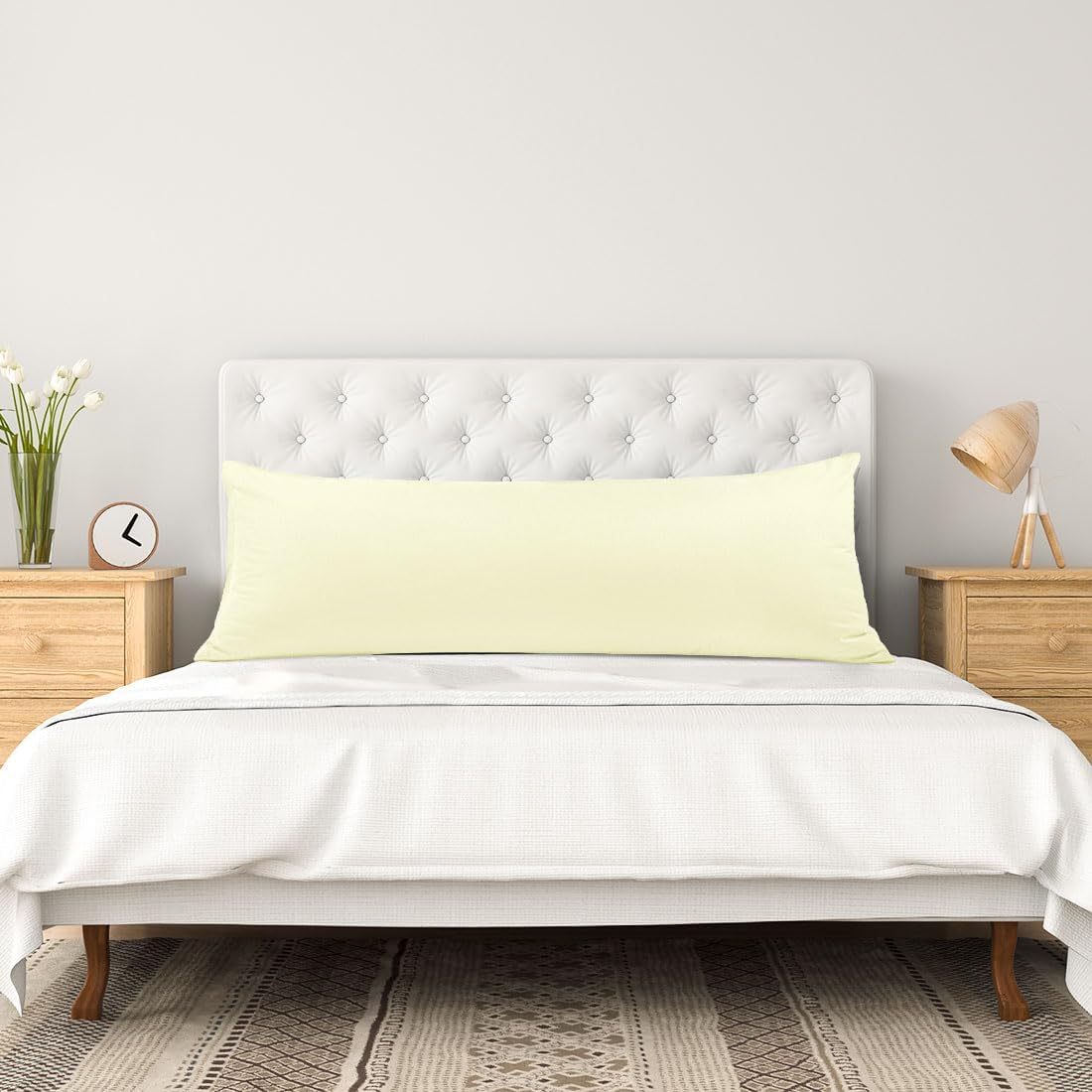 PiccoCasa Body Pillow Cover with Zipper Closure, 110 GSM Brushed Microfiber, Soft Long Case for Body Pillows (20"x54") Pearl White cotton W…