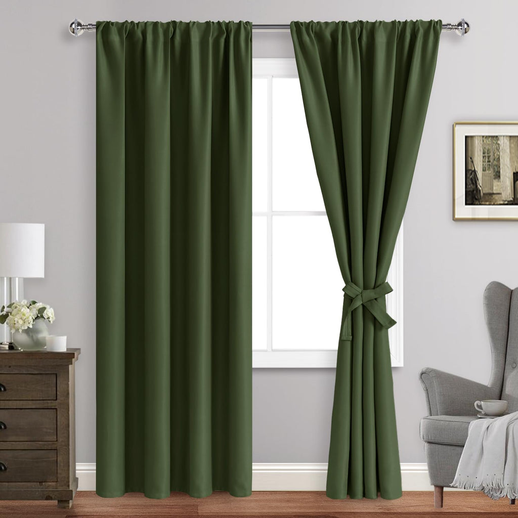Jiuzhen Christmas Blackout Curtains for Bedroom - Thermal Insulated Room Darkening Rod Pocket Curtains for Living Room, Set of 2 Panels wit…