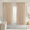 Miulee Beige Back Tab Blackout Curtains 63 Inch Length 2 Panels Set for Living Room Bedroom Privacy, Rod Pocket/Pinch Pleat Thermal Insulat…