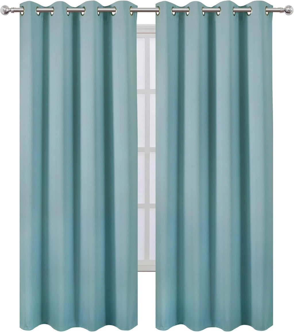 Lemomo Blackout Curtains 52 x 90 inches Long Stone Blue Curtains Set of 2 Panels Thermal Insulated Room Darkening Curtains for Bedroom 90 i…