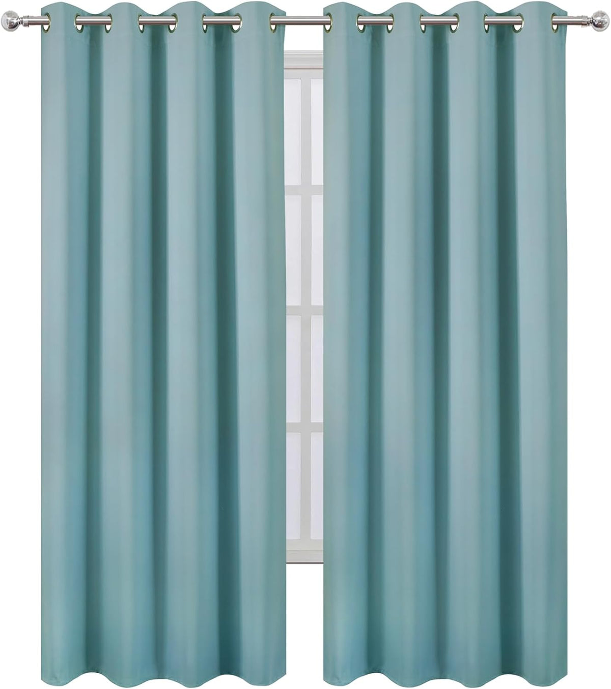 Lemomo Blackout Curtains 52 x 90 inches Long Stone Blue Curtains Set of 2 Panels Thermal Insulated Room Darkening Curtains for Bedroom 90 i…
