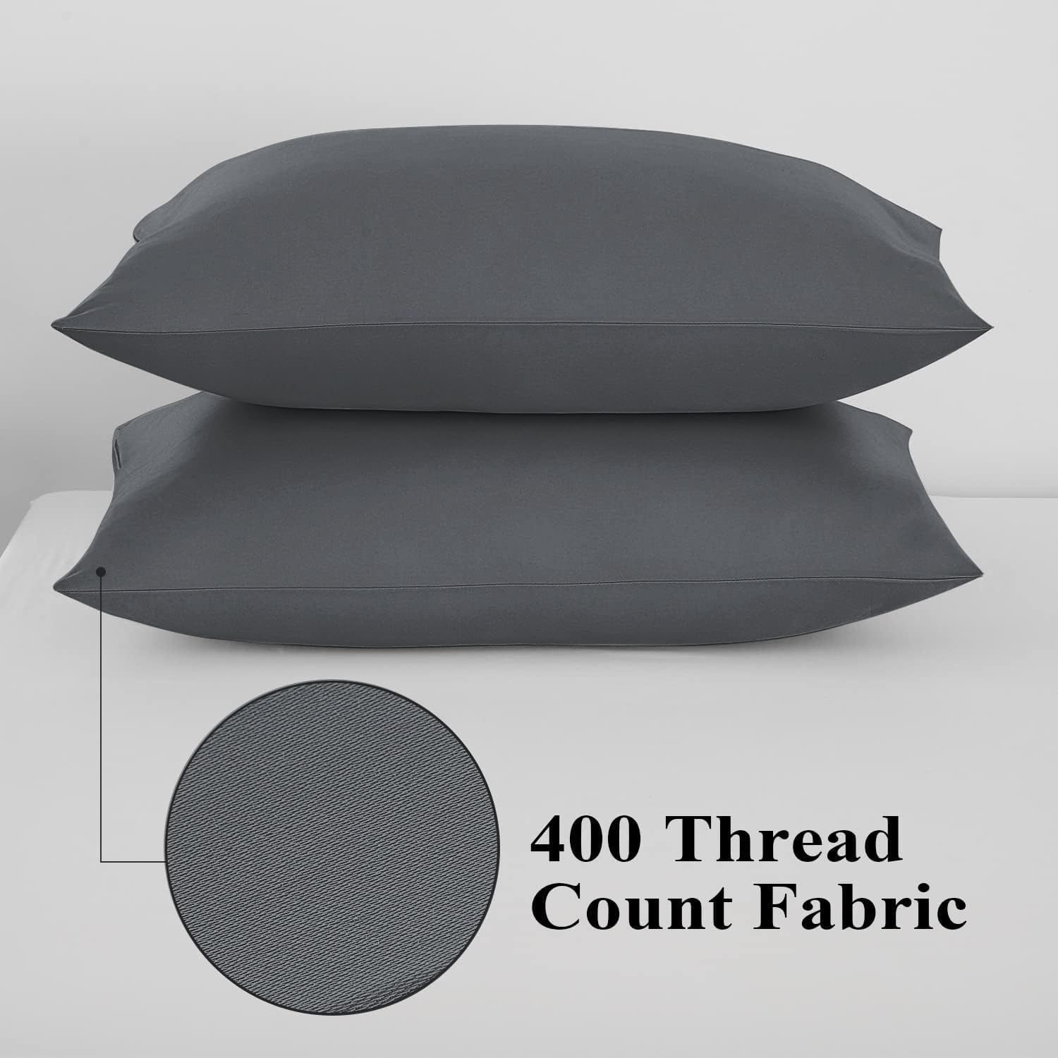 ShunjieHome 100% Egyptian Cotton King Pillow Protectors Set of 2, 400 Thread Count Sateen Weave Cooling Pillowcase, easy maintenance…
