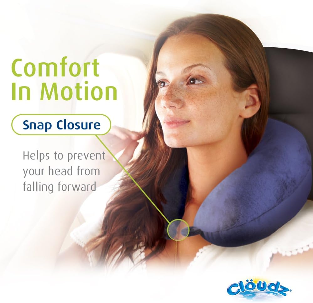 Cloudz Dual Comfort Microbead Airplane Travel Neck Pillow. Super Soft Cozy Plush Fabric on One Side, Cool Relaxing Spandex on The Other!…