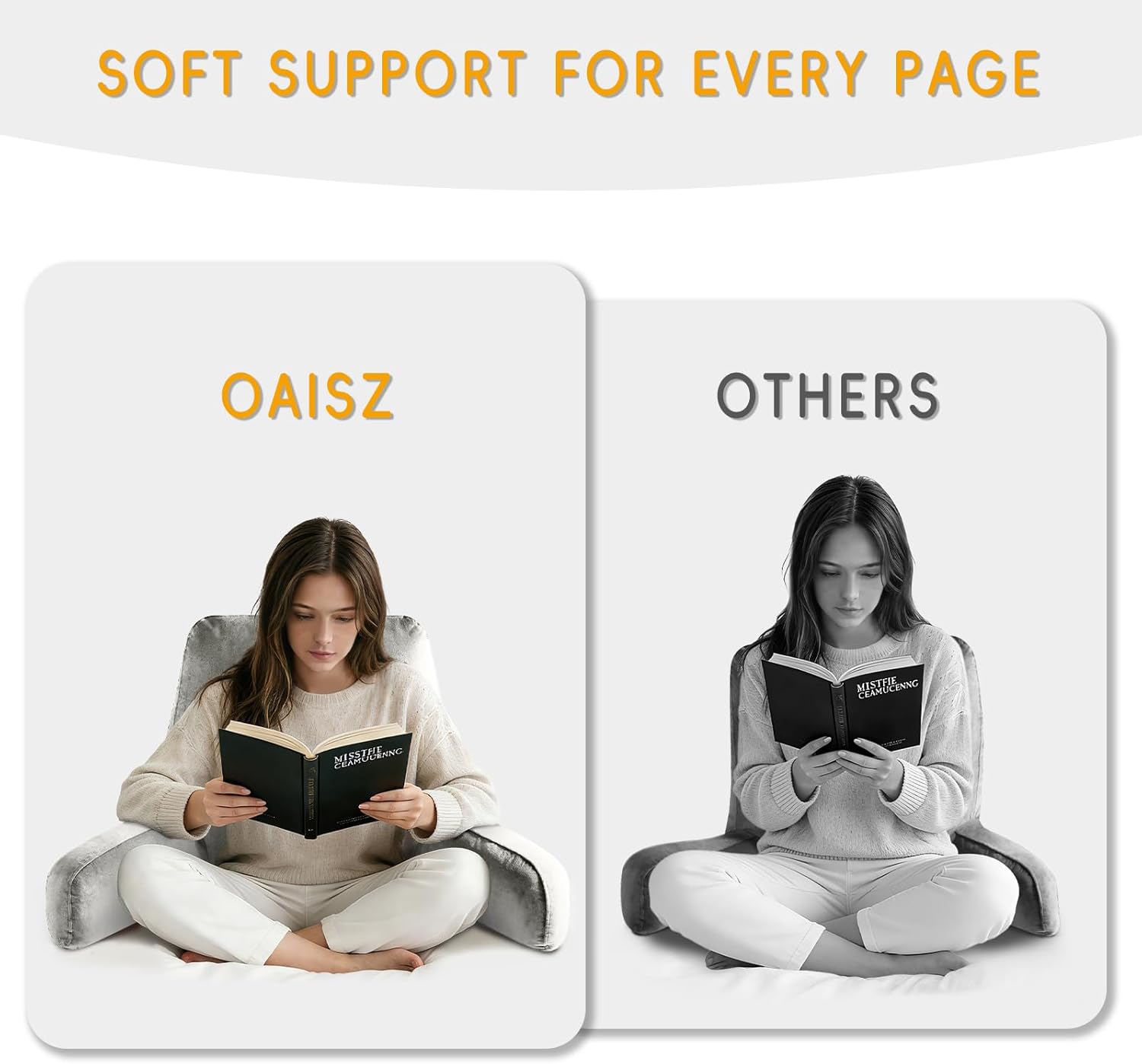 OAISZ Reading Pillow for Sitting in Bed Adult, Reading Pillow with Shredded Memory Foam, Bed Pillow with Washable Cover, Back Pillow…