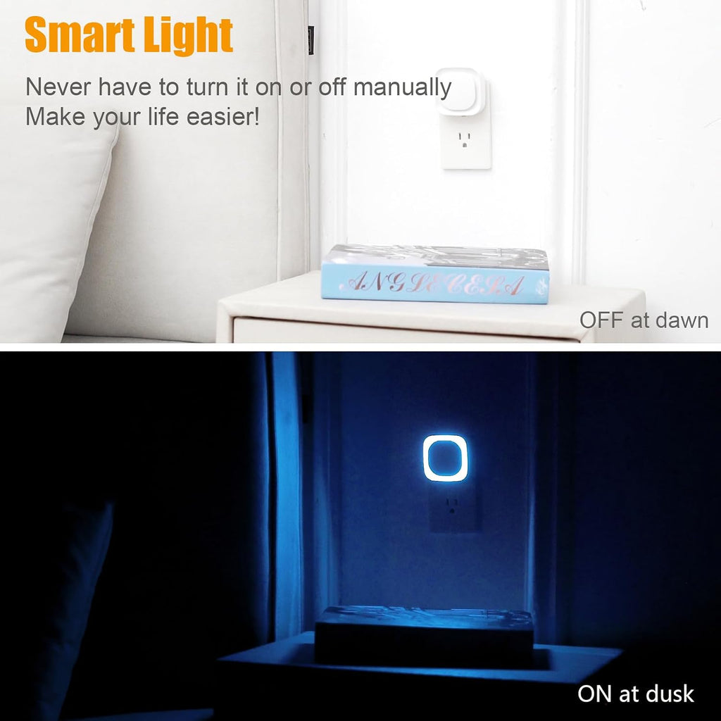 YUNLEX 2 Pack Azure Night Light, Crisp Modern Glow with Dimmable Soft Light & Indirect Reflection, Auto Dusk to Dawn Sensor, Plug in LED…