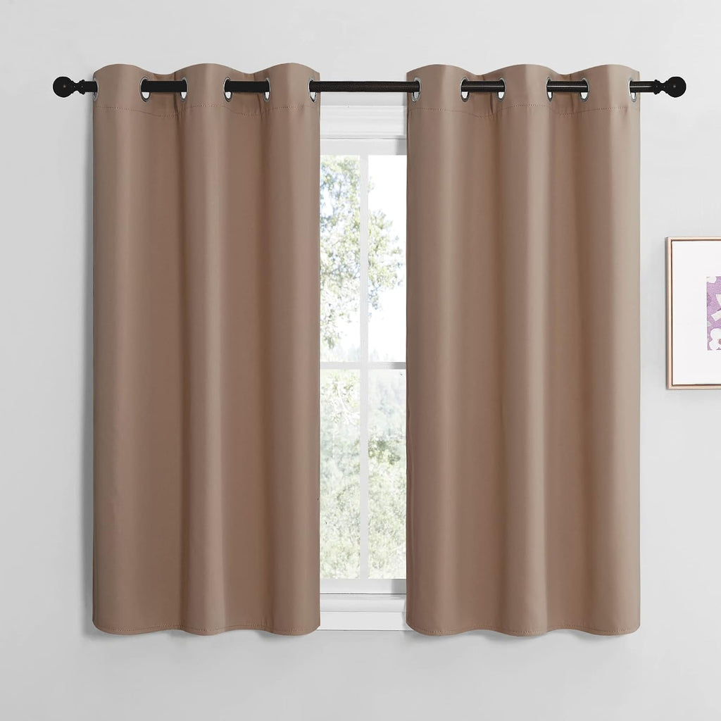 NICETOWN Small Window Kitchen Blackout Curtains, Thermal Insulated Solid Grommet Blackout Curtains/Drapes for Bedroom (Set of 2, 42 by 50…