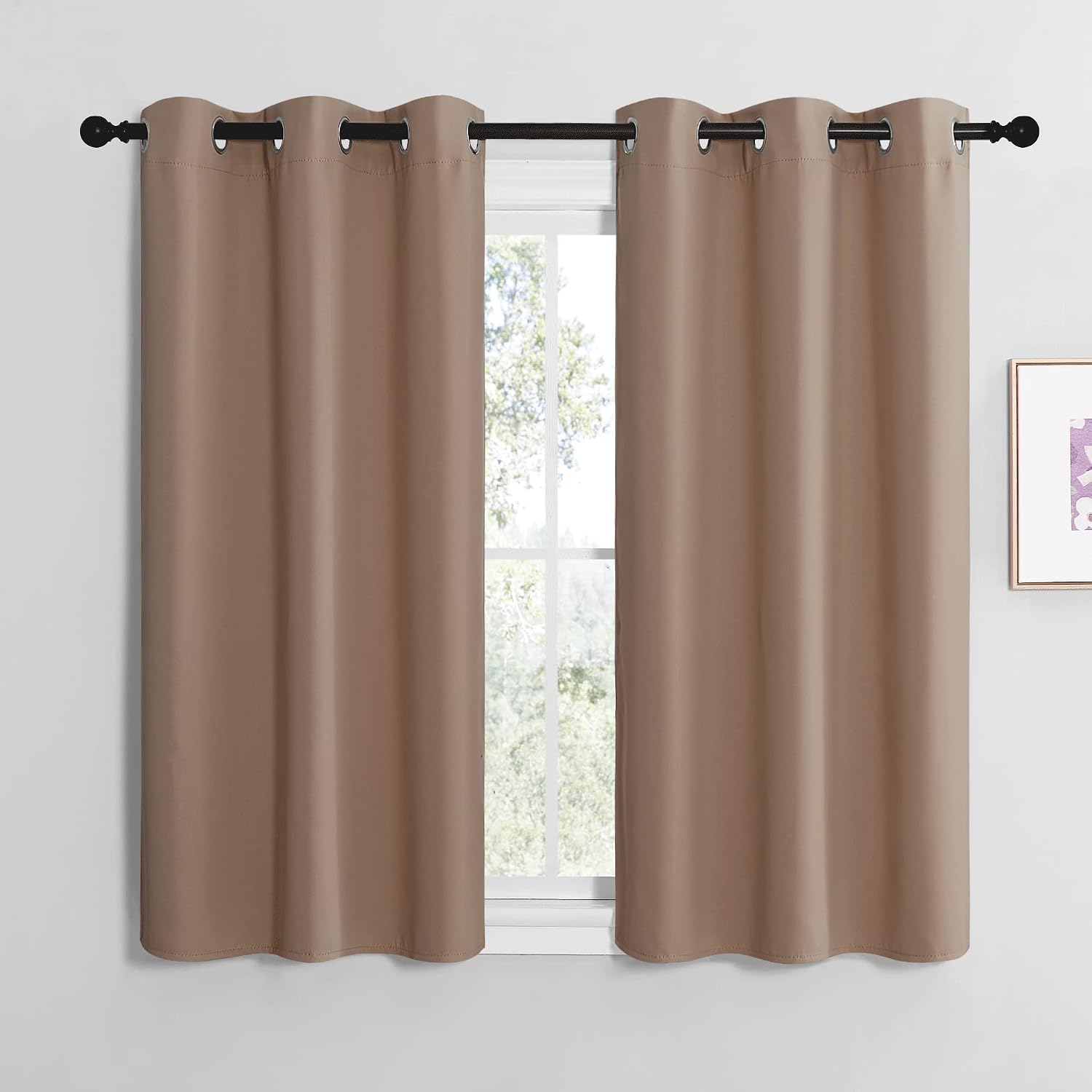 NICETOWN Small Window Kitchen Blackout Curtains, Thermal Insulated Solid Grommet Blackout Curtains/Drapes for Bedroom (Set of 2, 42 by 50…