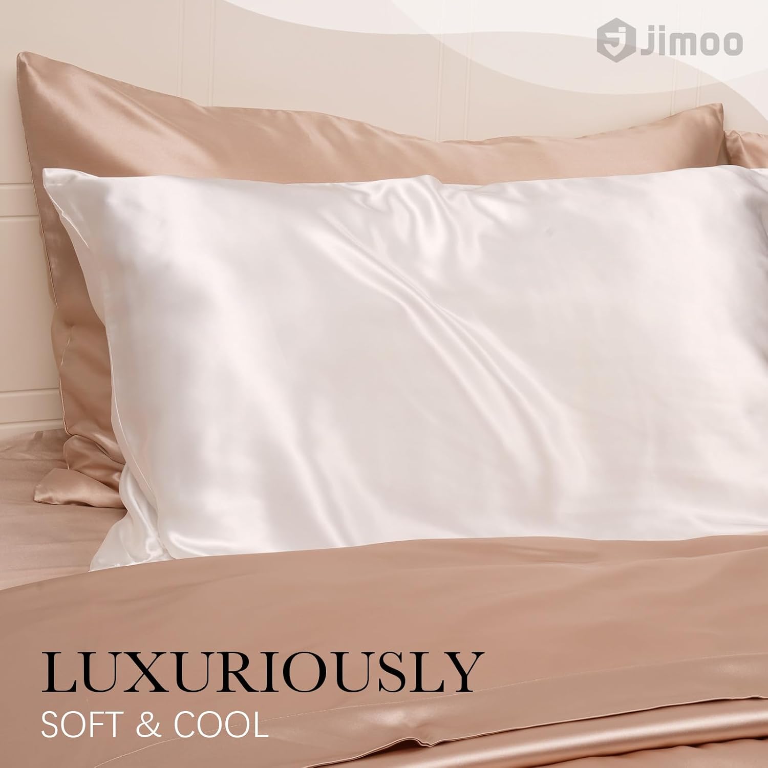 Jjimoo 100% Mulberry Silk Pillowcase for Hair and Skin, 22 Momme Pure Natural Silk Pillow Case Both Sided with Zipper, Pillow Cover for Wom…