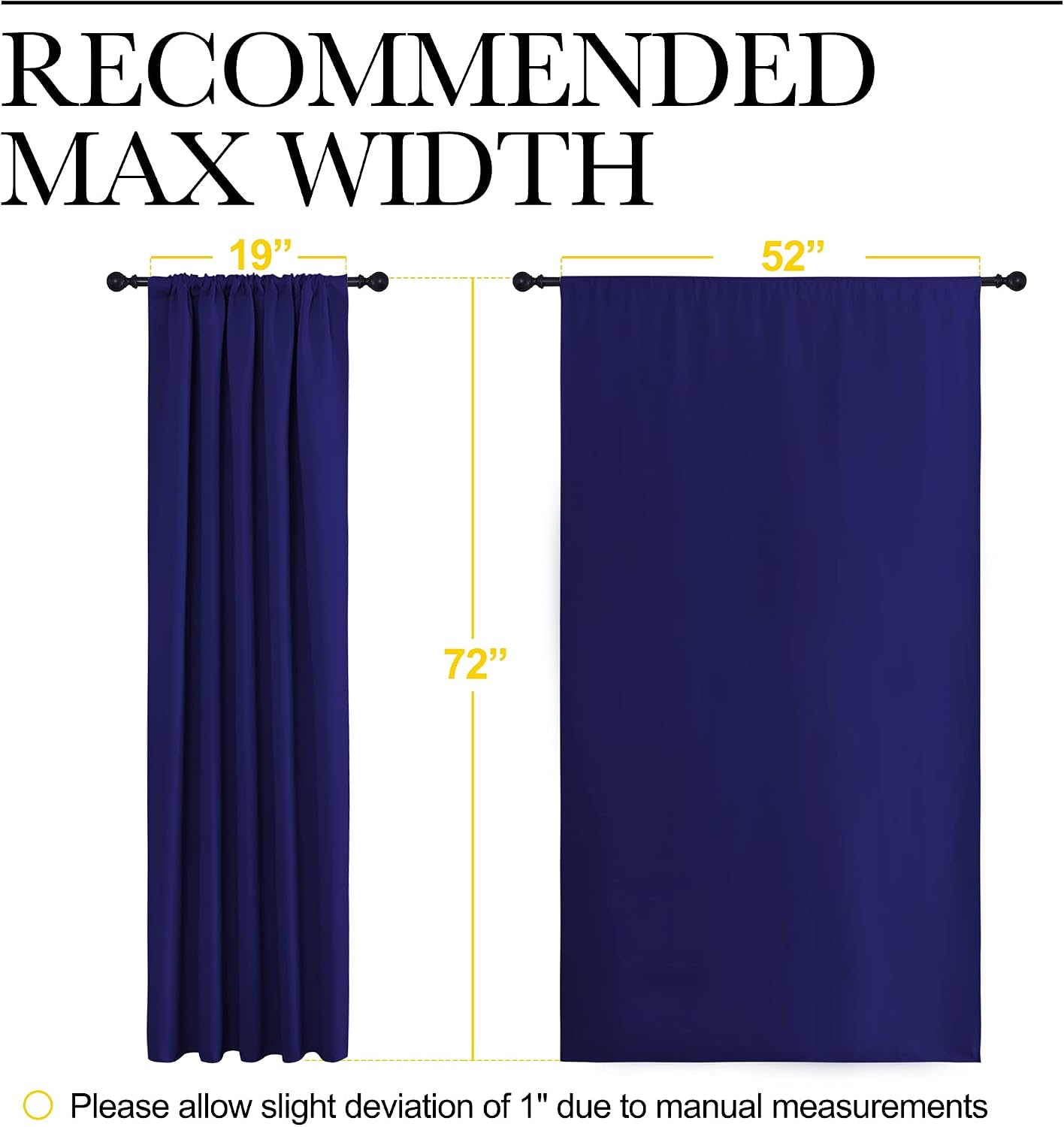 NICETOWN Bedroom Curtains Blackout Draperies - Thermal Insulated Solid Top Pocket Blackout Drapes for Kid's Room (Navy Blue, 1 Pair, 52 x…