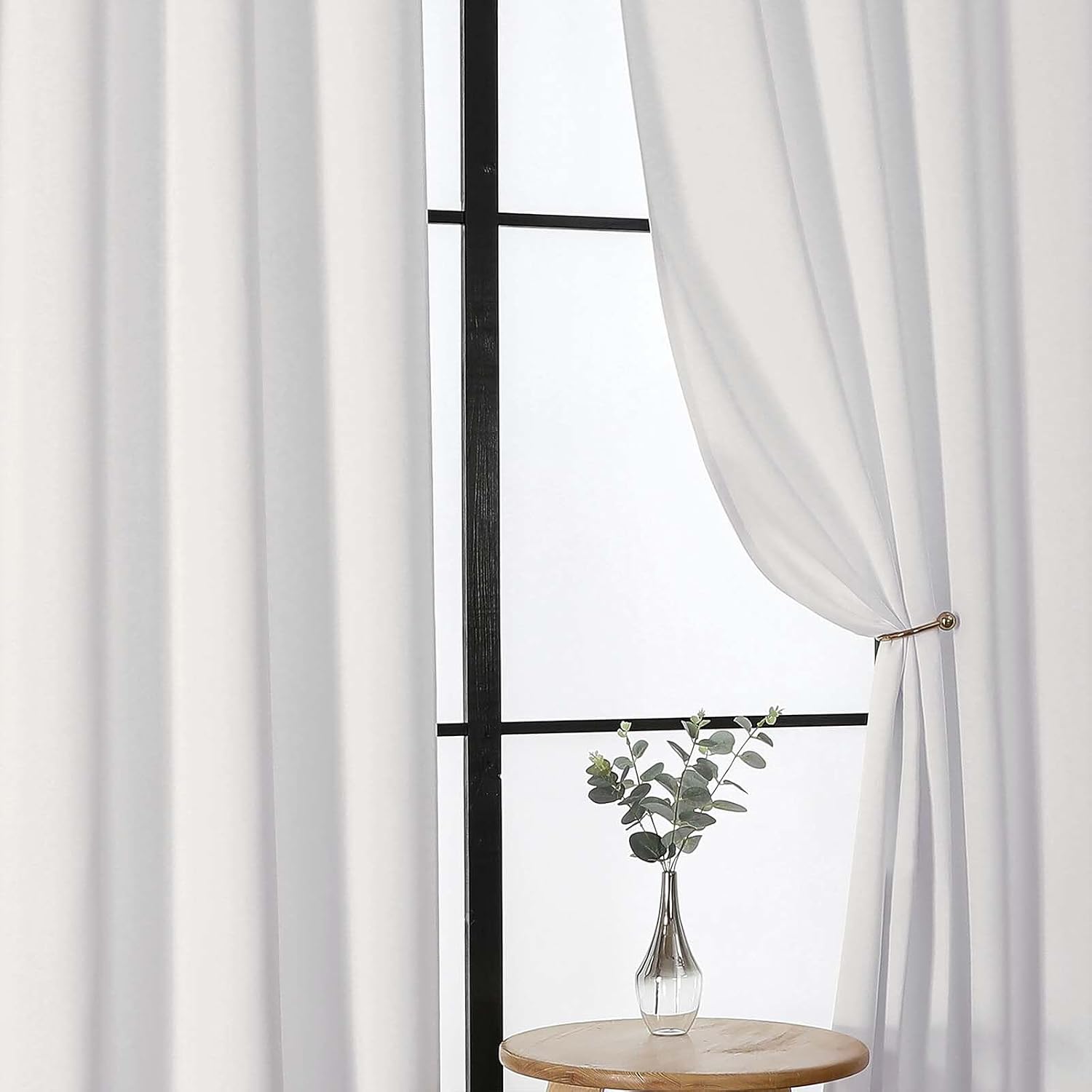 Gwine Ivory Curtains for Bedroom 72 Inches Long - Thermal Insulated Noise Reducing Window Curtain Panels, Solid Light Filtering Curtain…