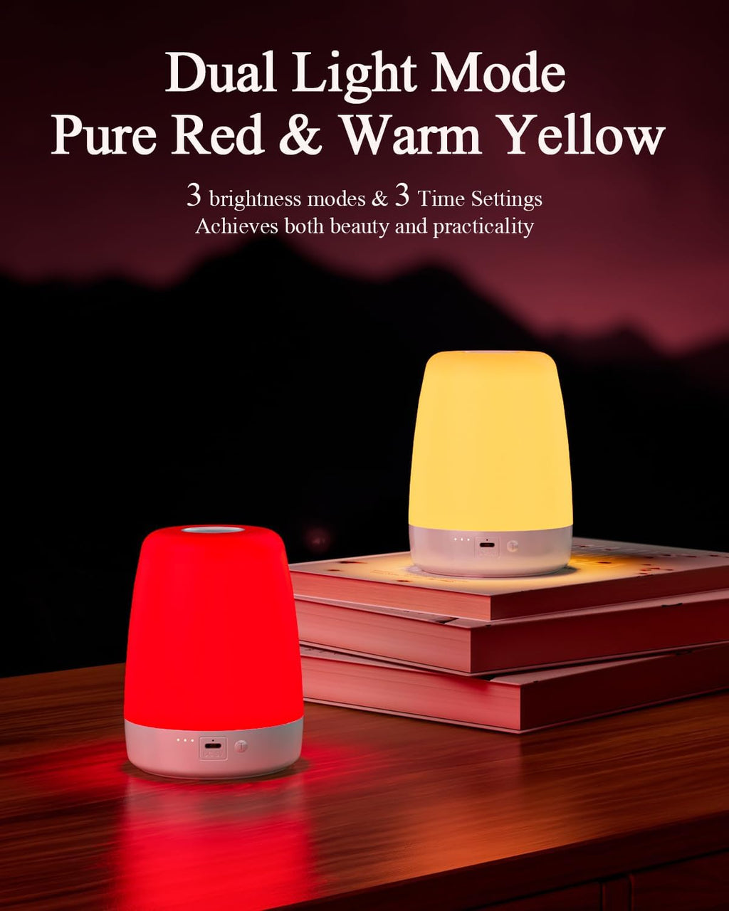 Generic Red Light Night Light for Bedroom - 670nm Sleep-Enhancing Lamp, 2 Color Mode, 3 Brightness Level, Touch Control, 2H Timer, M…