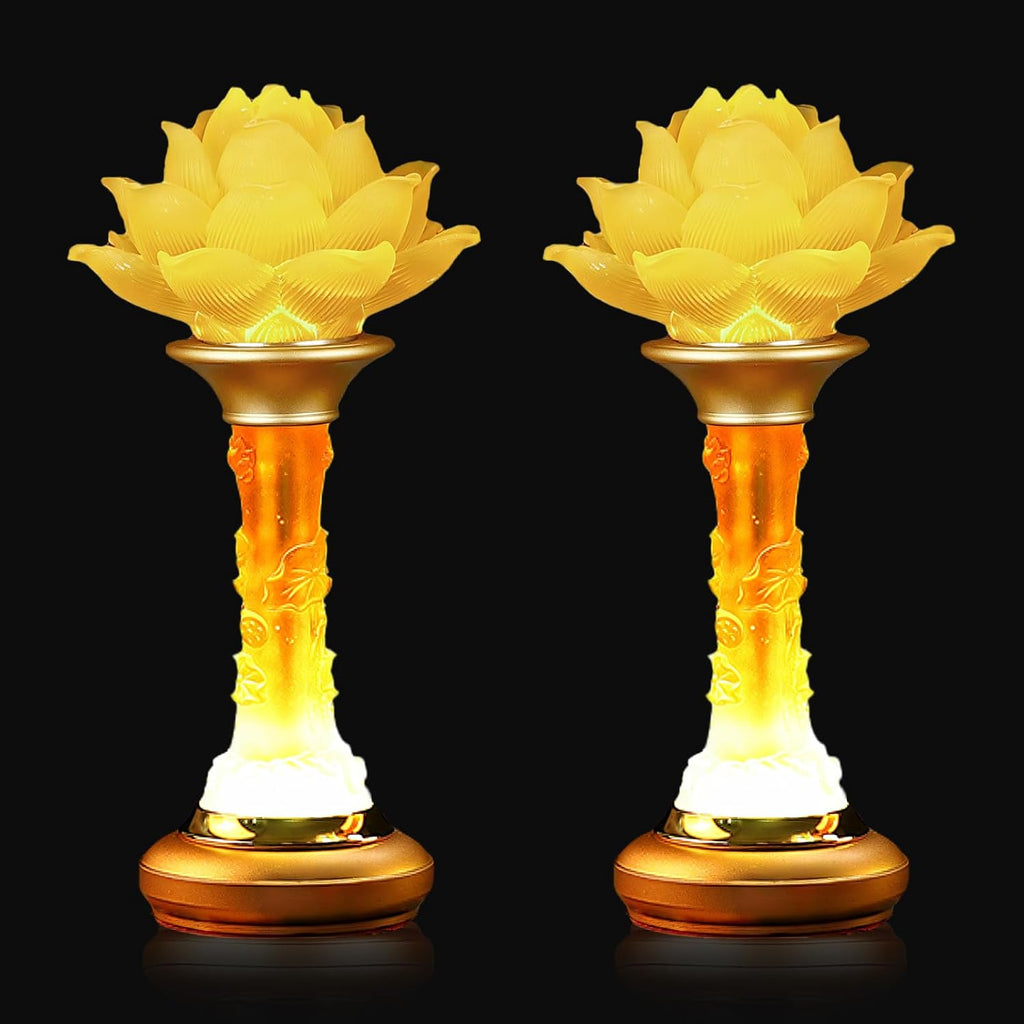 10inch 1 Pair-7 Color LED Lotus Flower Lamp - Petal Lotus Buddhist Lamp Lights, Buddha Lamp Light with Adjustable Switch for Buddhist…