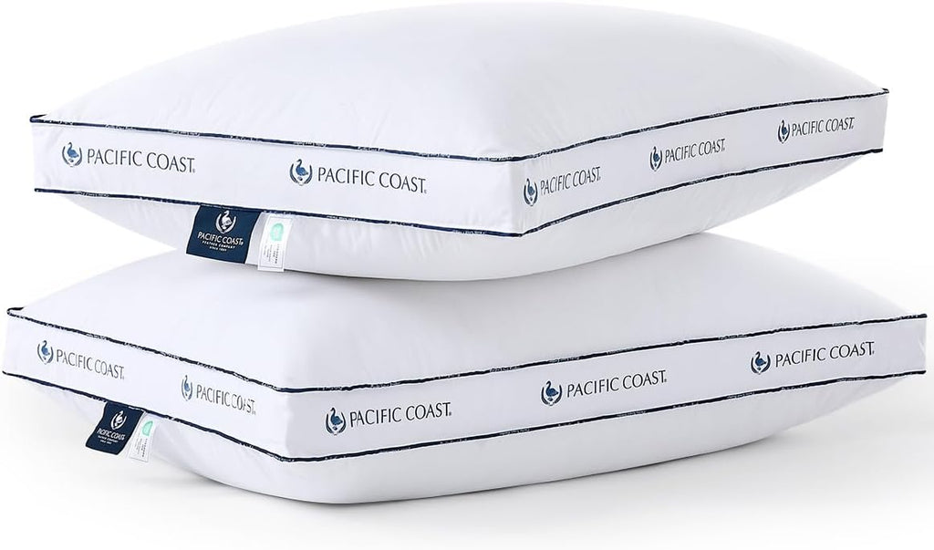 PacificCoast Pacific Coast Goose Feather and Down Firm Bed Pillows Standard Size Set of 2 with Gusset, Luxury Hotel Collection Pillows 2 Pa…
