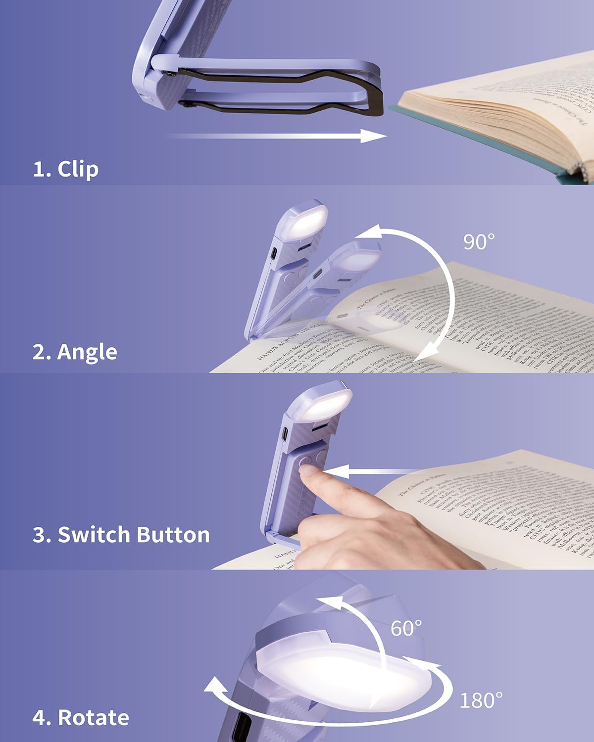 HEMONNKAM Book Reading Light, 2 Pack Rechargeable Clip on Booklight, Eye Caring 3 Color Temperatures & 5 Brightness Levels, Night Use for…