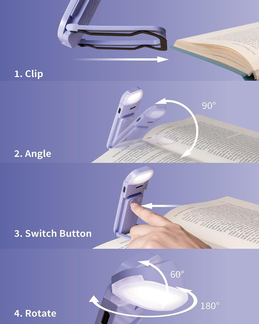 HEMONNKAM Book Reading Light, 2 Pack Rechargeable Clip on Booklight, Eye Caring 3 Color Temperatures & 5 Brightness Levels, Night Use for…