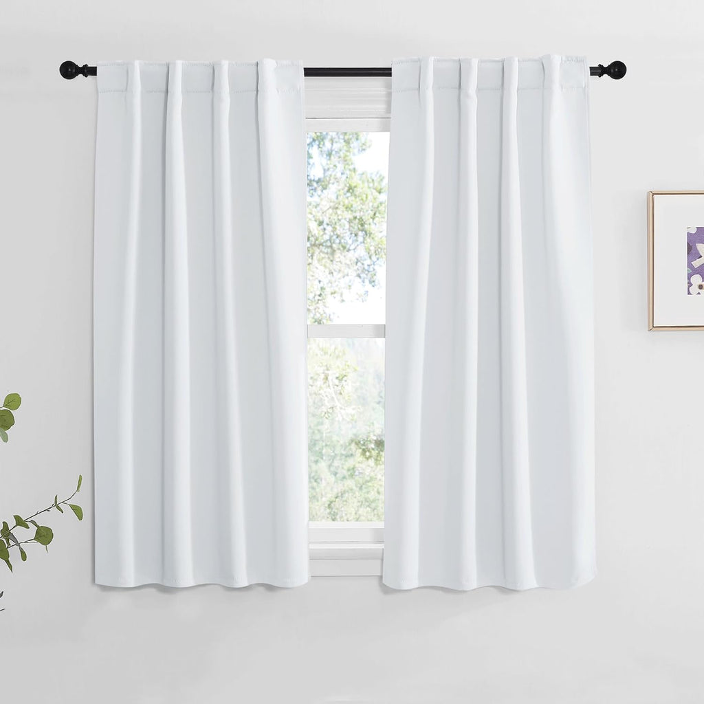 Nicetown Insulated Room Darkening Curtain Panels - (Greyish White Color) W34 x L48, 2 Pieces, Room Darkening Window Treatment Drape Panel 2…