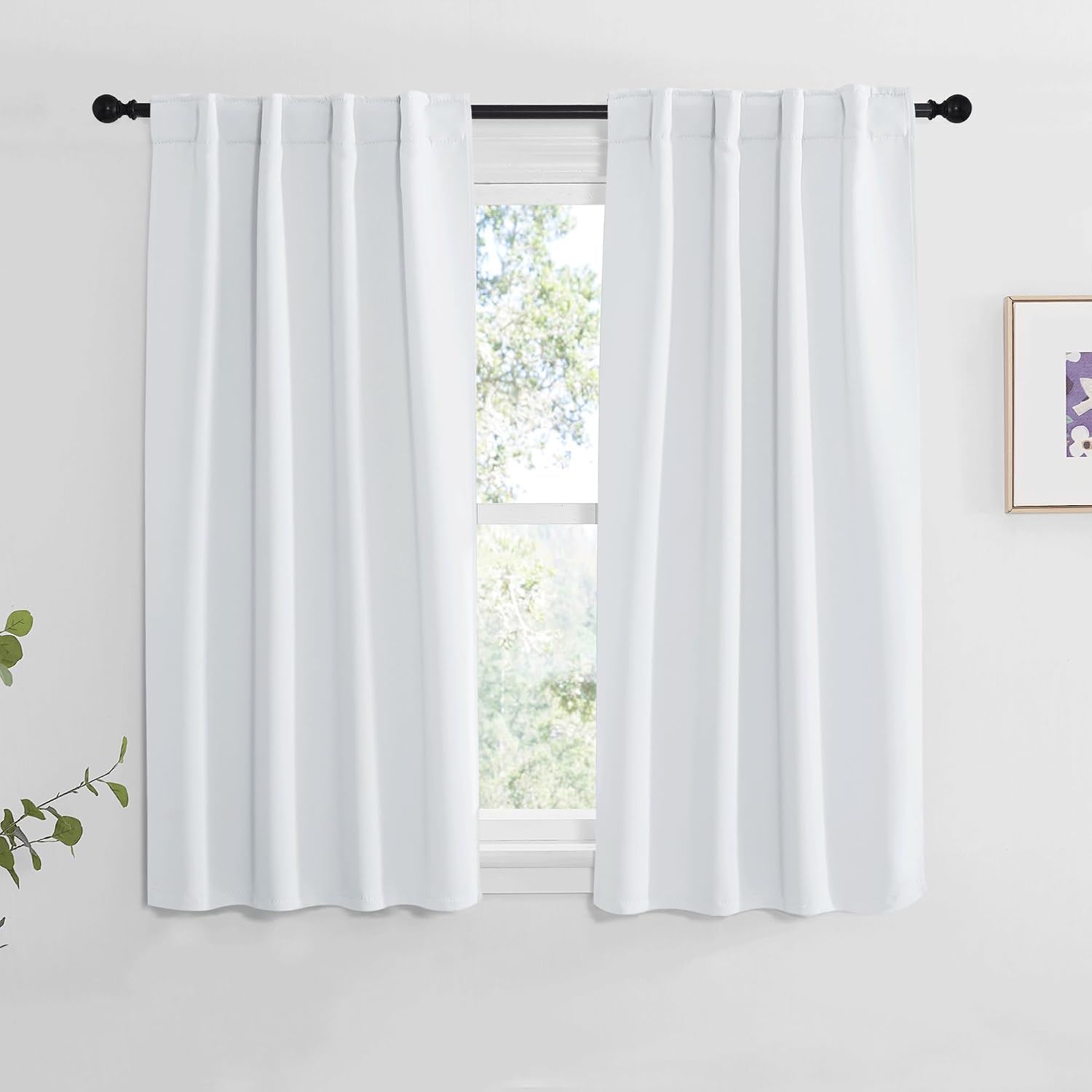 Nicetown Insulated Room Darkening Curtain Panels - (Greyish White Color) W34 x L48, 2 Pieces, Room Darkening Window Treatment Drape Panel 2…